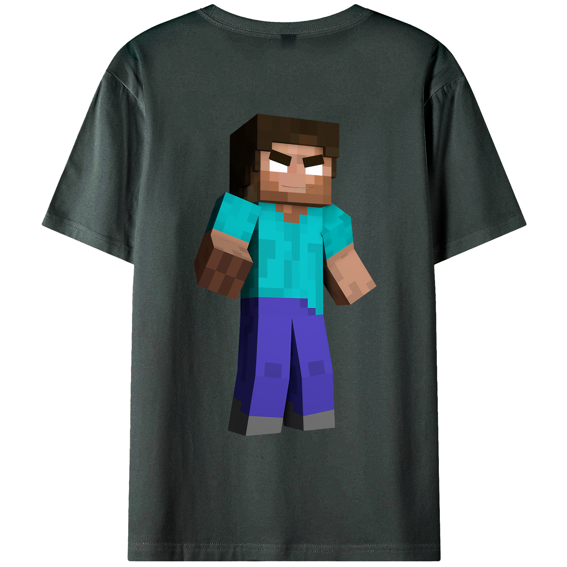 （画像用） マインクラフト ブロックの世界 Minecraft MC Block world 綿100％ メンズ半袖Tシャツ（バックプリント） 通気性